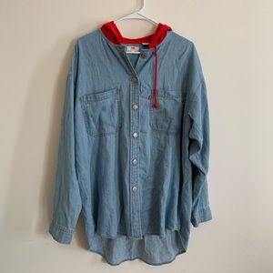 Levi’s Button Up with Red Hood